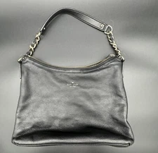 Kate Spade Black Pebble Leather Bag With Gold Chain/Cross Body Strap