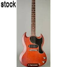 Electric guitar aged red semi glossy 2 pots rosewood fingerboard dots inlay bone