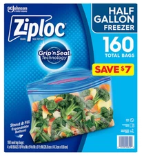 Ziploc Half Gallon Freezer Bags,160 ct. Freezer Bags gallon FAST SHIPPING
