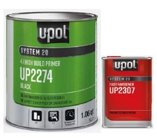 U-POL 2K Blac High-Build Urethane Primer 2274 + 2307 Fast Hardener Kit (1 Liter)
