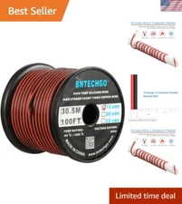 18 Gauge Flexible 2 Conductor Parallel Silicone Wire Spool Red Black High Res...