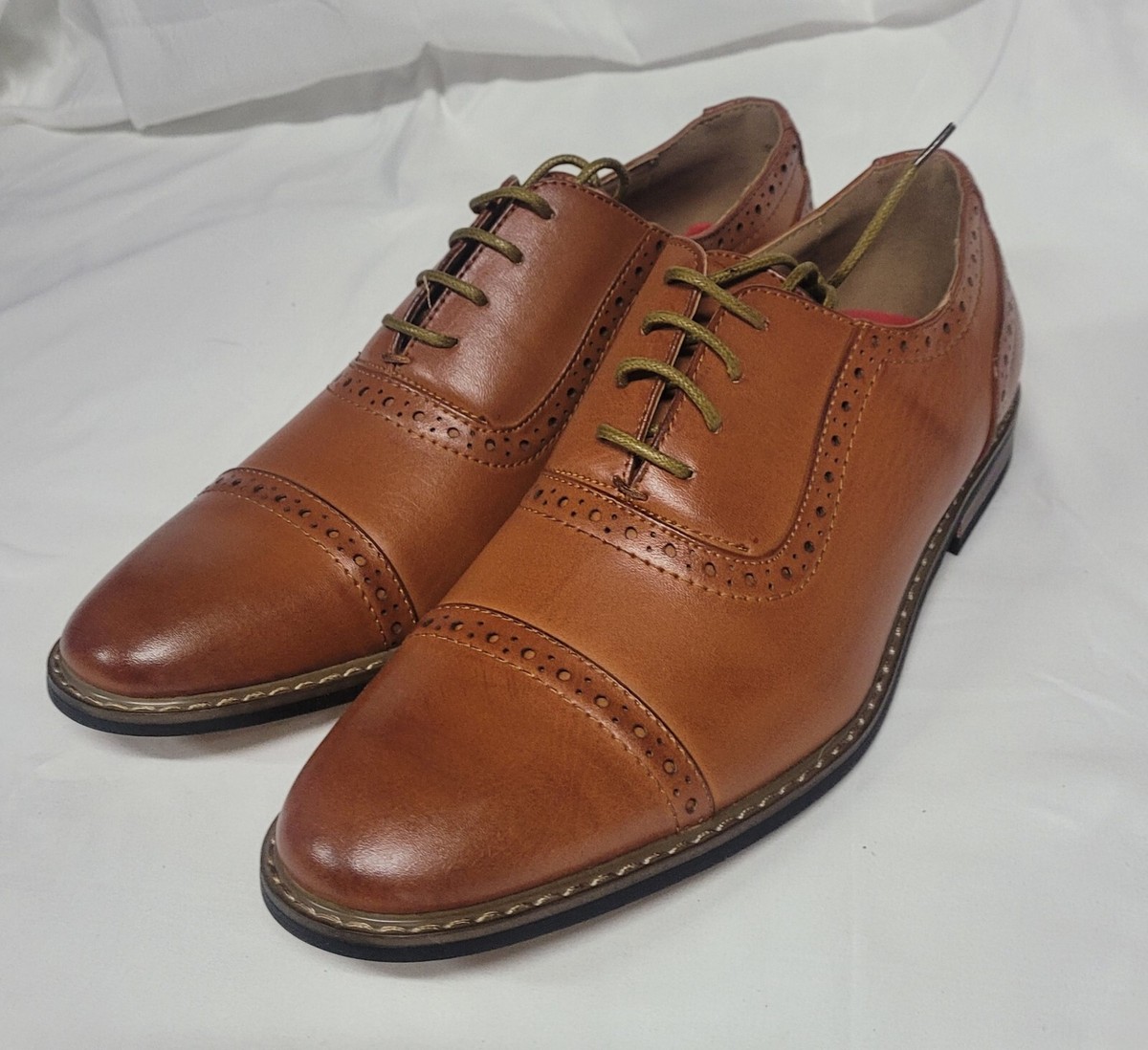 Parrazo Mens Dress Shoes Wingtip Oxford Leather Lined Lace 