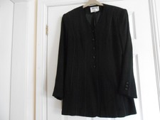 Kasper Tailored Black Jacket With Satin Piping Size 10