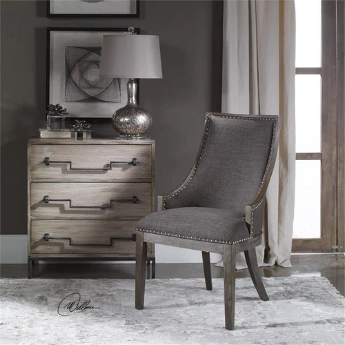 Uttermost Aidrian Transitional Wood and Fabric Accent Chair in Gray - Picture 5 of 8