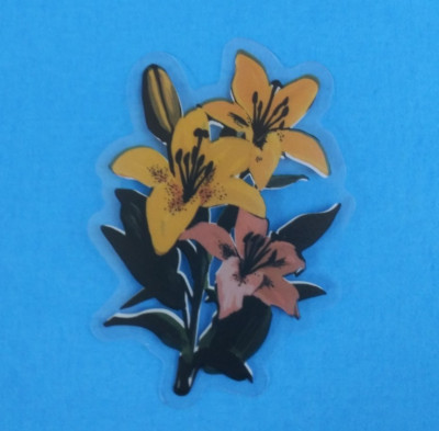 Beautiful Floral Flowers Transparent Sticker 2.5'' x 1.75'' (AM)