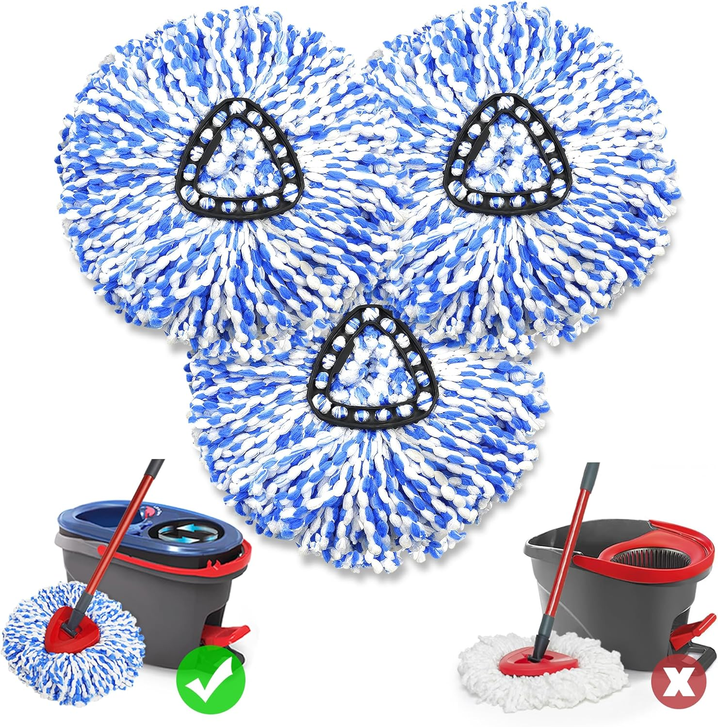 Mop Replace Head 3 Pack for O-Cedar Rinseclean 2 Tank System, Microfiber Spin...