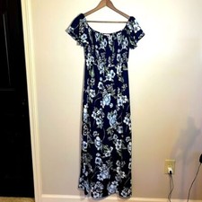 Altar'd State Floral Maxi Dress Smocked Off Shoulder Boho Sun Dress Size Medium