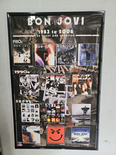 Bon Jovi 1983-2008 Commemorative Record Promo  Poster 11 X 17 Framed - Afbeelding 1 van 2