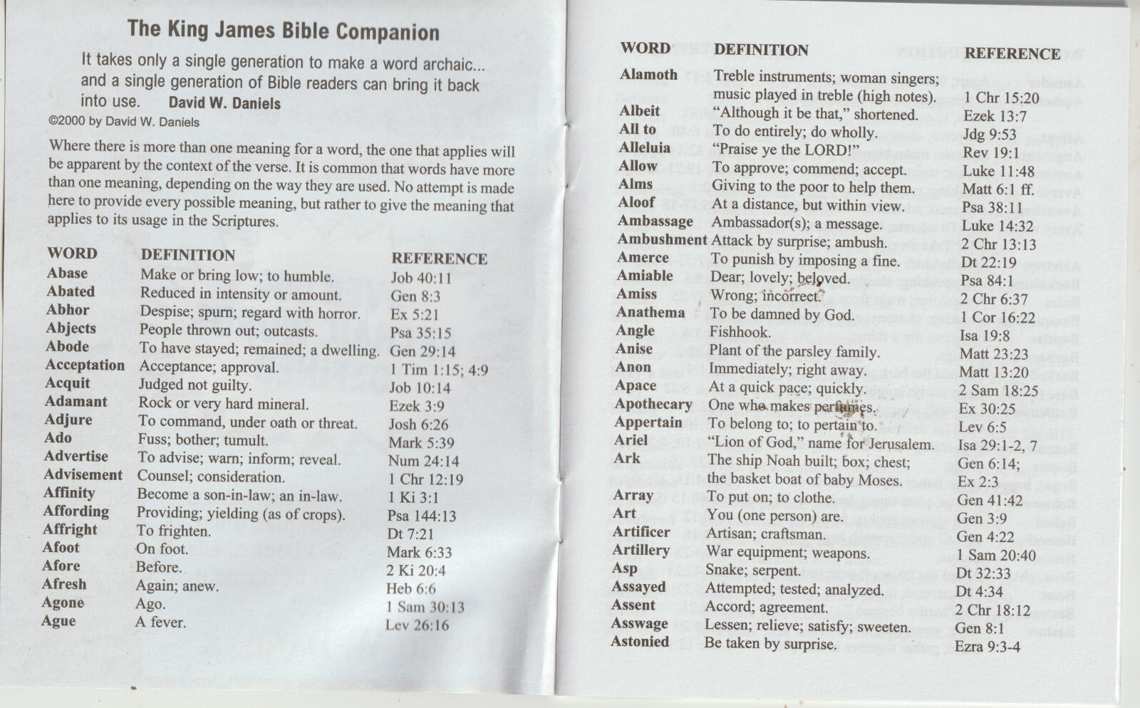 The King James Bible Companion, David W. Daniels 2 Copies, Ships free from OKC