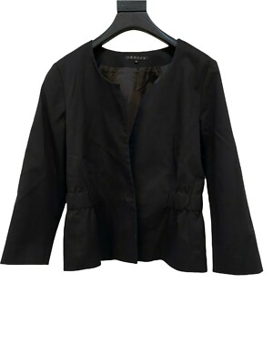 Theory Womens Blazer Size 10 Black Asymmetrical Round Neck Cropped