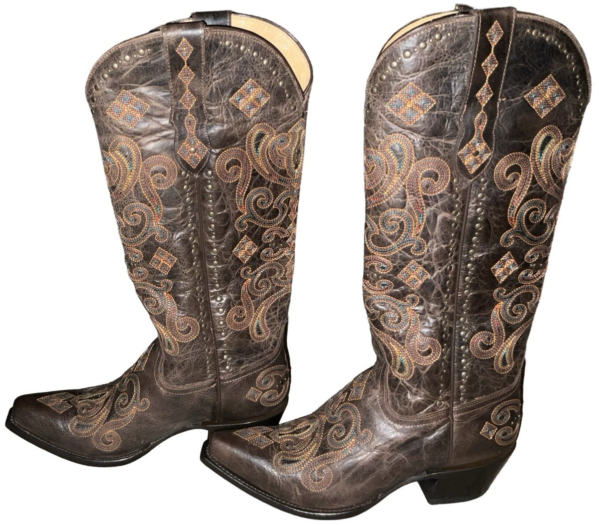 BLACK STAR WOMEN'S 9.5 LOCKHART EMBROIDERED LEATHER WESTERN BOOT