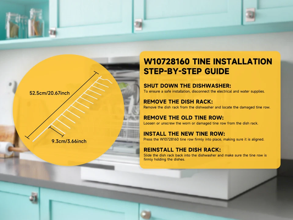 Dishwasher Tine Row W10728160 For Kenmore/KA/Maytag Repl AP5951430 WP8051250 B9 - Image 4 of 4