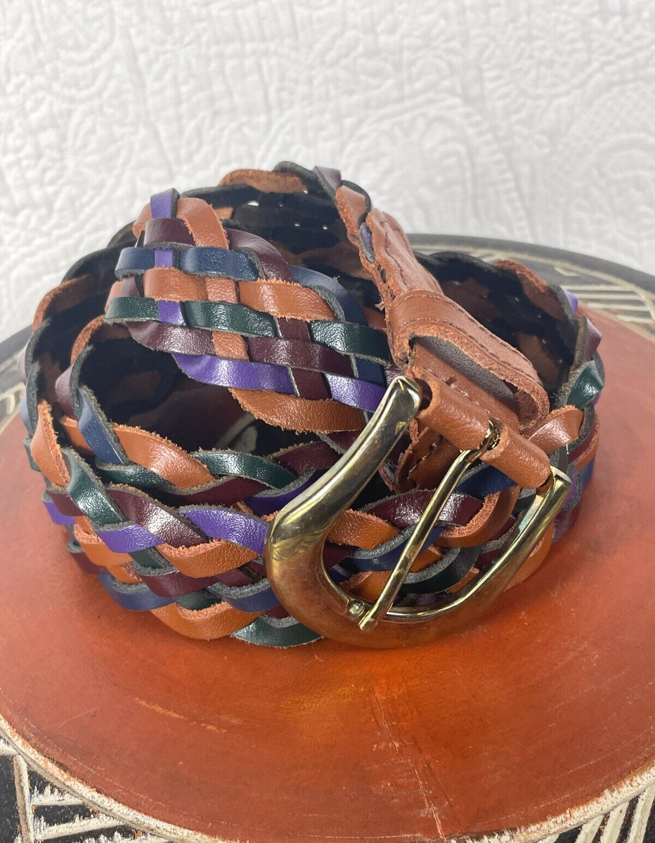 Vintage Women’s Colorful Guatemala Braided Leather Belt Size 32 Vintage Guatemalan Leather Braided Multicolor Belt Women main image 2