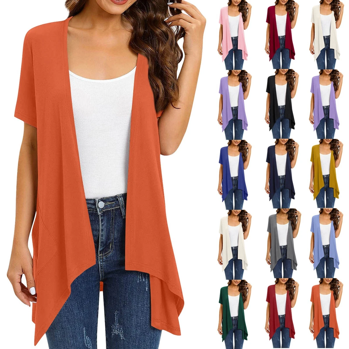 Short sleeve flyaway cardigan sale