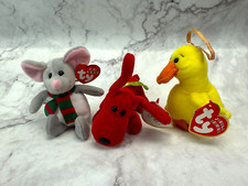 TY Beanie Babies Lot of 3: Rover, Tinsel, Quackers with Tags