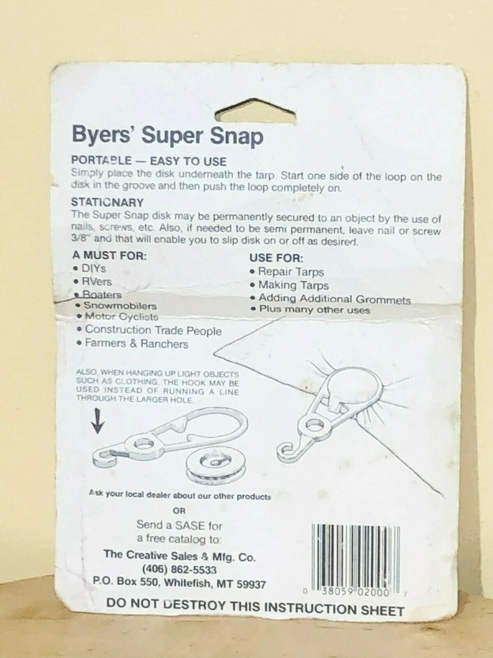 New~Pack 4 Byers’ Super Snap Reusable Grommets For Tarps Portable Camping -USA  - Image 2 of 3