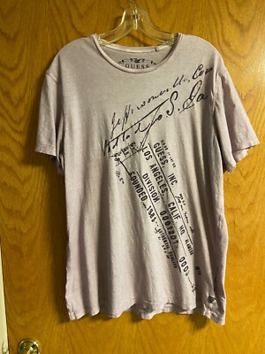 Men's Guess light purple t-shirt, 100% soft cotton, size Large
