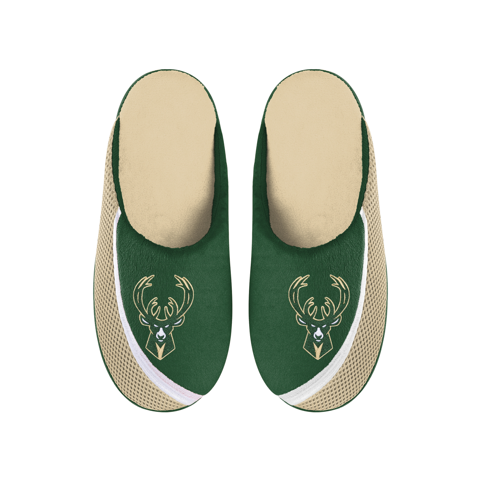 Мужские тапочки FOCO NBA Milwaukee Bucks 2022 с крупным логотипом и цветным краем