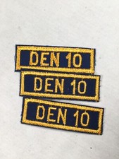 Cub Scout Den Number 10 set of 3 gum back BSA Rank Patch