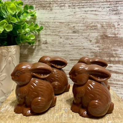 Mini Fake Chocolate Bunny Rabbit Babies Easter Plastic Candy Containers 4 PC