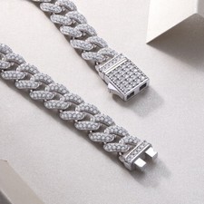10mm MOISSANITE Miami Cuban Link Prong Bracelet Iced Out 925 Silver Hiphop Men