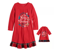 Girl and Doll Matching Christmas Nightgown Clothes fit American Girl Dollie Me