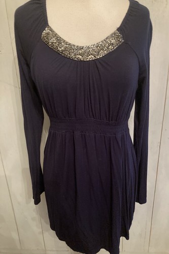 A PEA IN THE POD Womens Long Sleeve Navy Sequin Maternity Modal Dress S-M - Picture 4 of 7