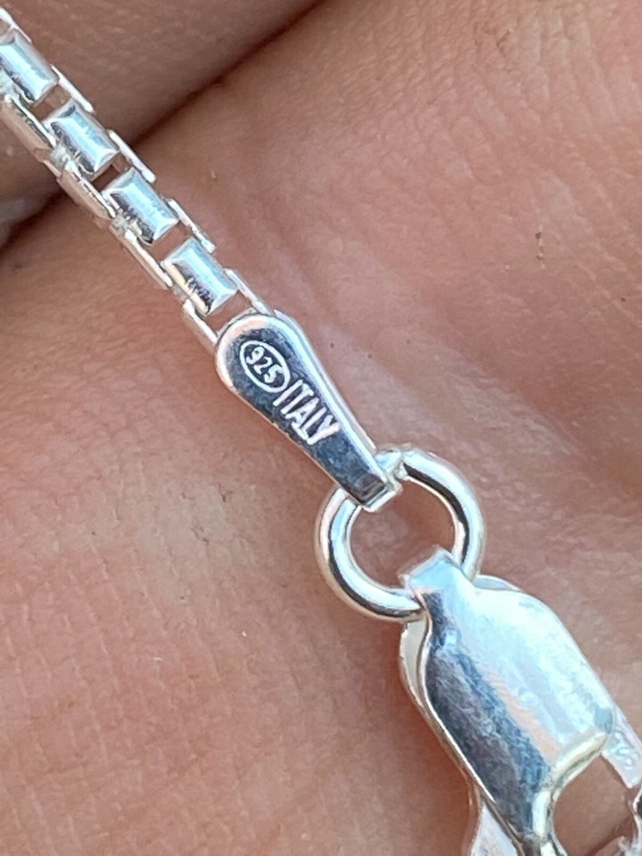 Real Solid 925 Sterling Silver Rounded Box Chain 1-3mm Necklace Men ...