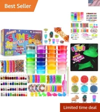 Giant 126-Piece Slime Making Kit with Glitter & Glow Powders for Endless Fun