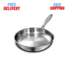 12 Inch Tri-Ply Stainless Steel Frying Pan Induction Skillet Oven Safe Free Ship