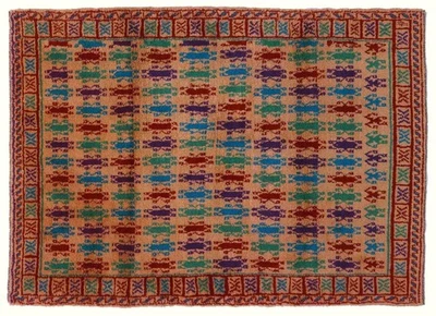 Gabbeh Teppich 120x170 Handgeknüpft Beige Gestreift Orientalisch UNIKAT Kurzflor - Bild 1 von 4