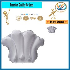 Inflatable Bath Pillow Terry Cloth White   Slip-Resistant, Travel Friendly