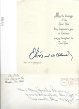 RARE ELVIS ORIGINAL CHRISTMAS CARD MEMPHIS SENT 1967 DATED ELVIS AND THE COLONEL