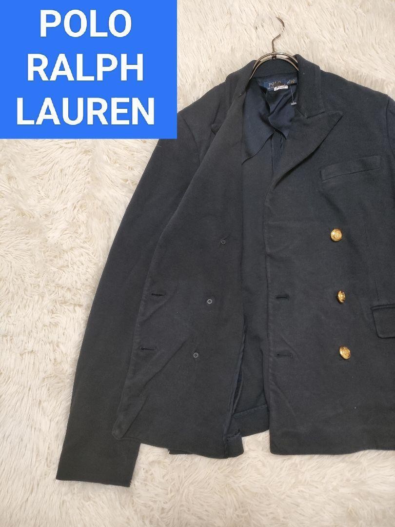 Polo Ralph Lauren Navy Bluee Tailored Jacket Gold Button Blazer Double POLO #178