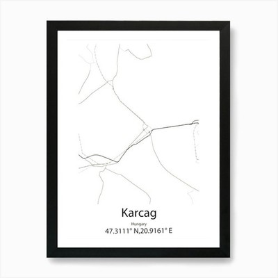 Karcag,Hungary Minimalist Map Art P Framed Wall Art Poster Canvas Print Picture