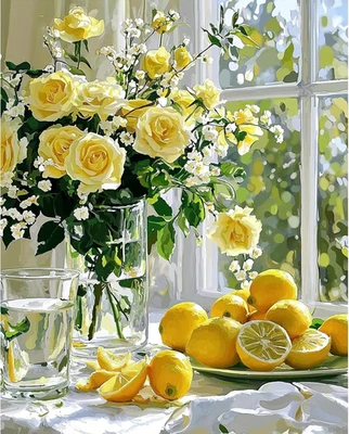 MAXBYE Painting by Numbers Kits for Adults, Lemons Paint by Number on Canvas for Begin