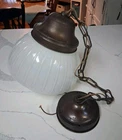 Antique Acorn White Milk Glass Globe Schoolhouse Light Fixture
