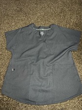 ClimateRight by Cuddl Duds V-Neck Scrub Top Gray Size S