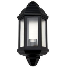 Deta L2835BK Half Coach Lantern Polycarbonate PIR Black Garden Patio Outdoor