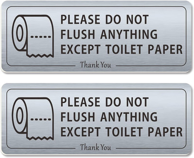 2 PACK Do Not Flush Anything except Toilet Paper Bathroom Sign for Business Wall