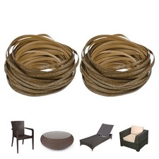 2-Pack Wicker Repair Kit, 100Ft Plastic Flat Rattan Material Brown Black 