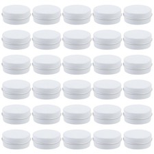 30 PCS 0.5 oz White Aluminum Tin Jars Screw Cap Refillable Lip Balm Container