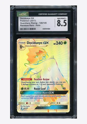 Pokemon CGC 8.5 Decidueye GX Secret Rare 2017 146/145 Guardians Rising English