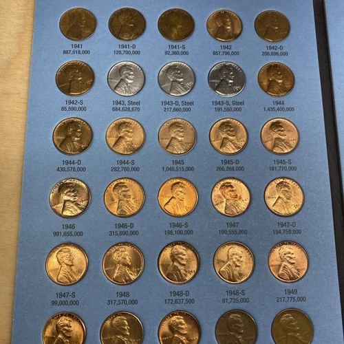 1941-1974 PDS Lincoln Wheat Pennies Complete Set AU / UNC Free Shipping