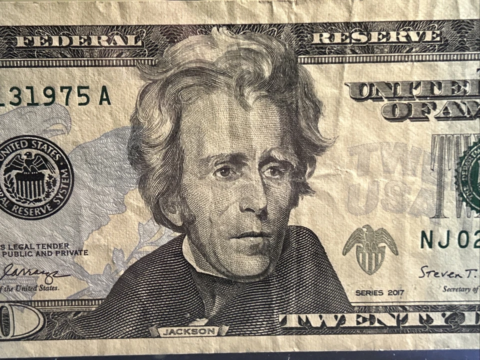 Fancy Serial Number $20 Bill February 13, 1975. Circulated. Minor Damage. - Image 3 of 4