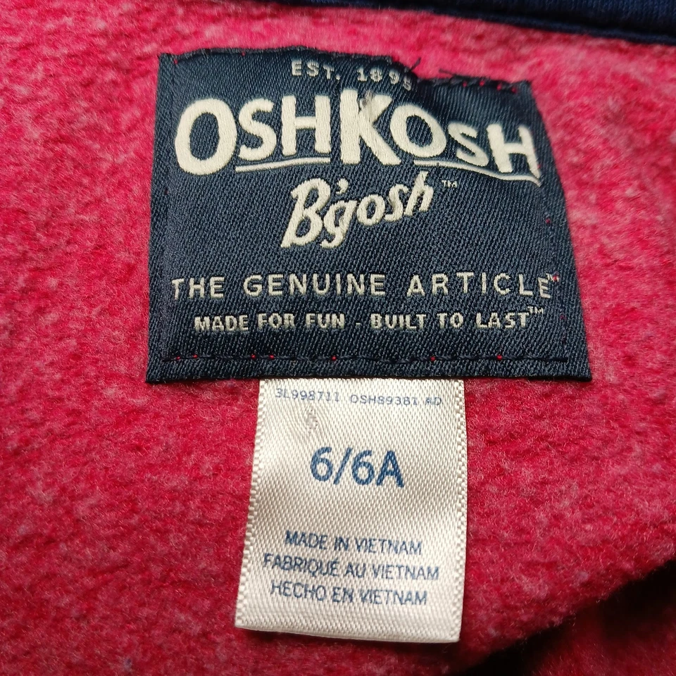OshKosh B'gosh Sudadera con Capucha Cremallera Completa Niños Talla 6A Rojo Polar Foto 3 de 4