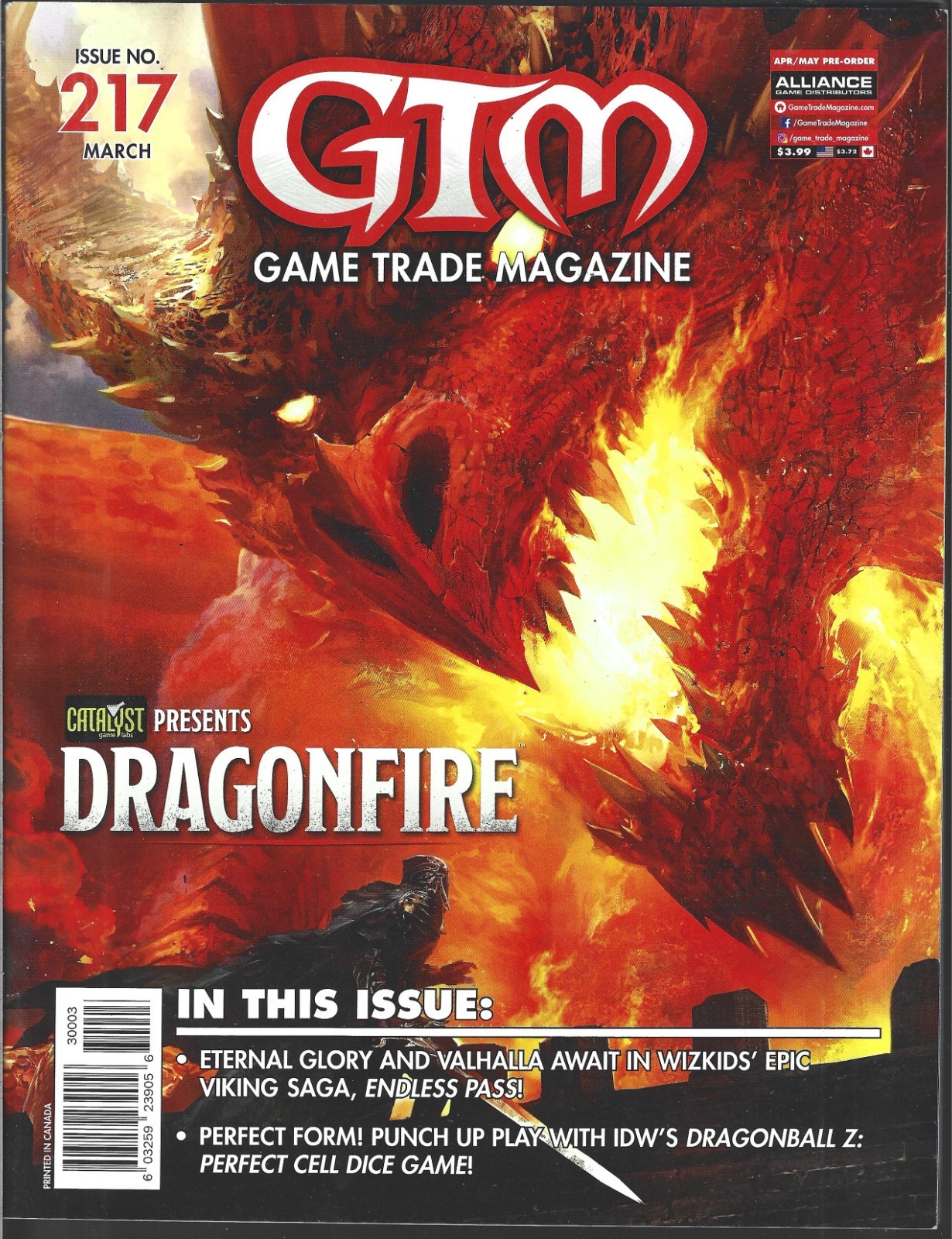 Gtm Game Trade Magazine #217 March 2018 (Fn/Vf) Dragonfire