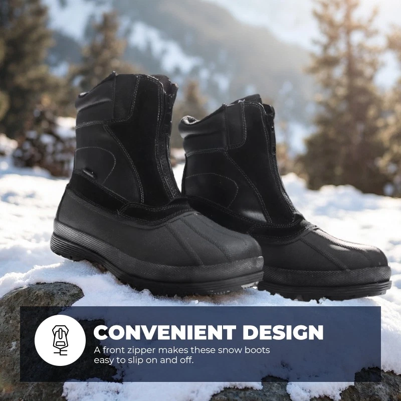 Men's Snow Boots Insulated Waterproof Winter Outdoor Warm Lined Boots Wide Size