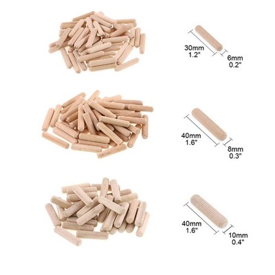 Holz Dübel Set Runde geriffelte Pass Pins Möbel DIY Zubehör