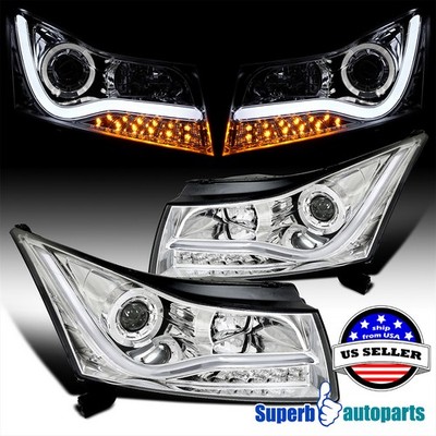 Fits 2011-2015 Chevy Cruze LED Light Strip Halo Projector Headlights